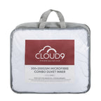 Cloud 9 200+300gsm Microfibre Combo Duvet Inner in its packaging with grey handles and sides displayed in a white background