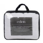 Eden Wool and Down Alternative 3 in 1 Combo Duvet Inner in its packaging with black handles and sides displayed in a white background