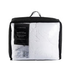Design Republique Hotel Luxury Pinch Pleat Duvet Inner packaging in a clear bad with black sides and handles displayed on a white background