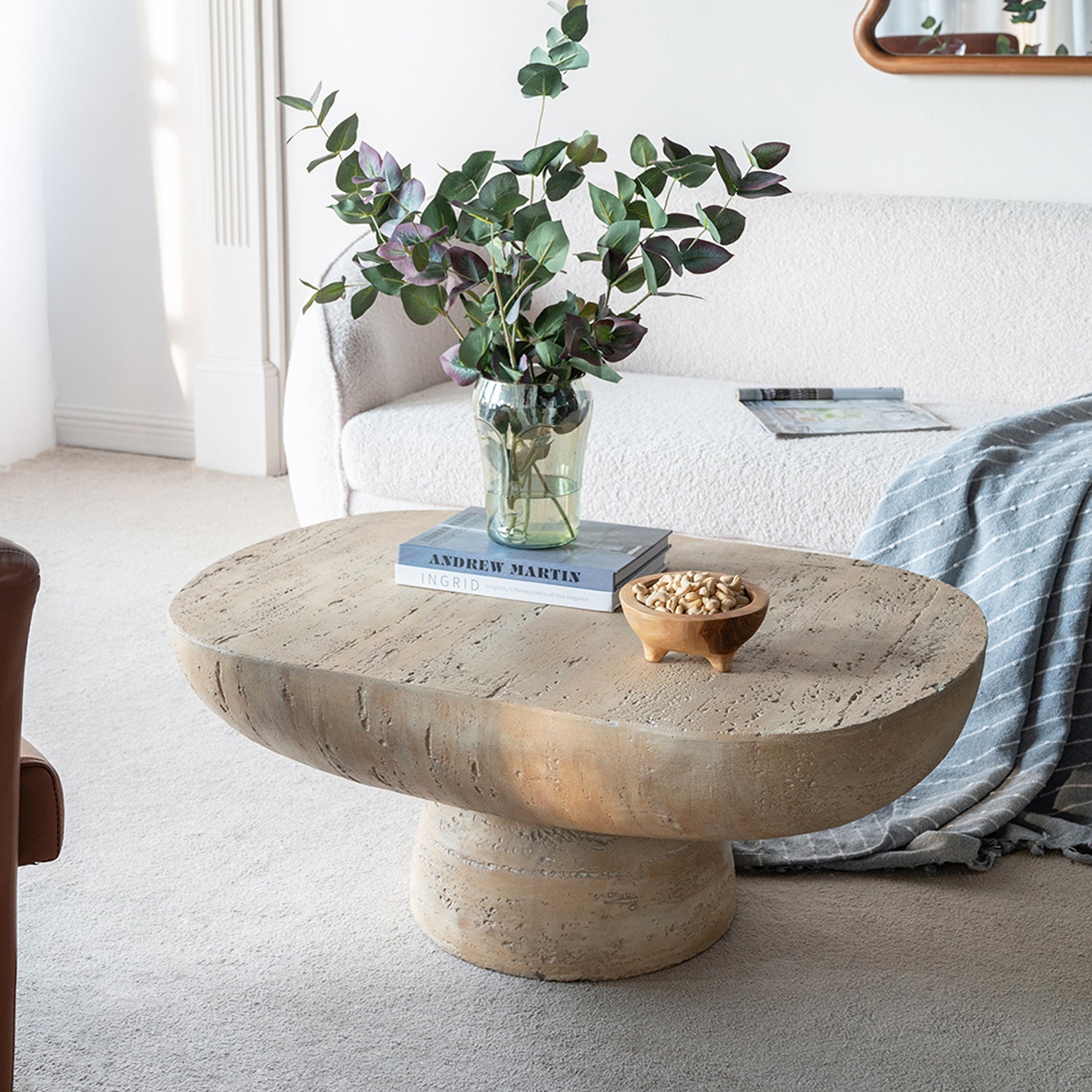 Cove Cement Look Oval Coffee Table Natural