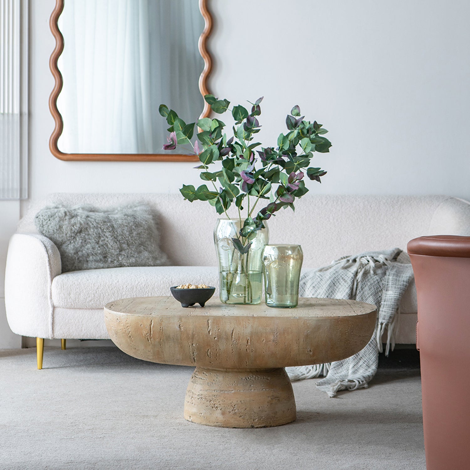 Cove Cement Look Oval Coffee Table Natural