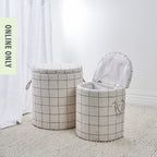 Solace Storage Box Half-Round Creme Grid Set of 2