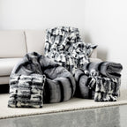 Design Republique Mono Stripe Faux Fur Pouf Cover