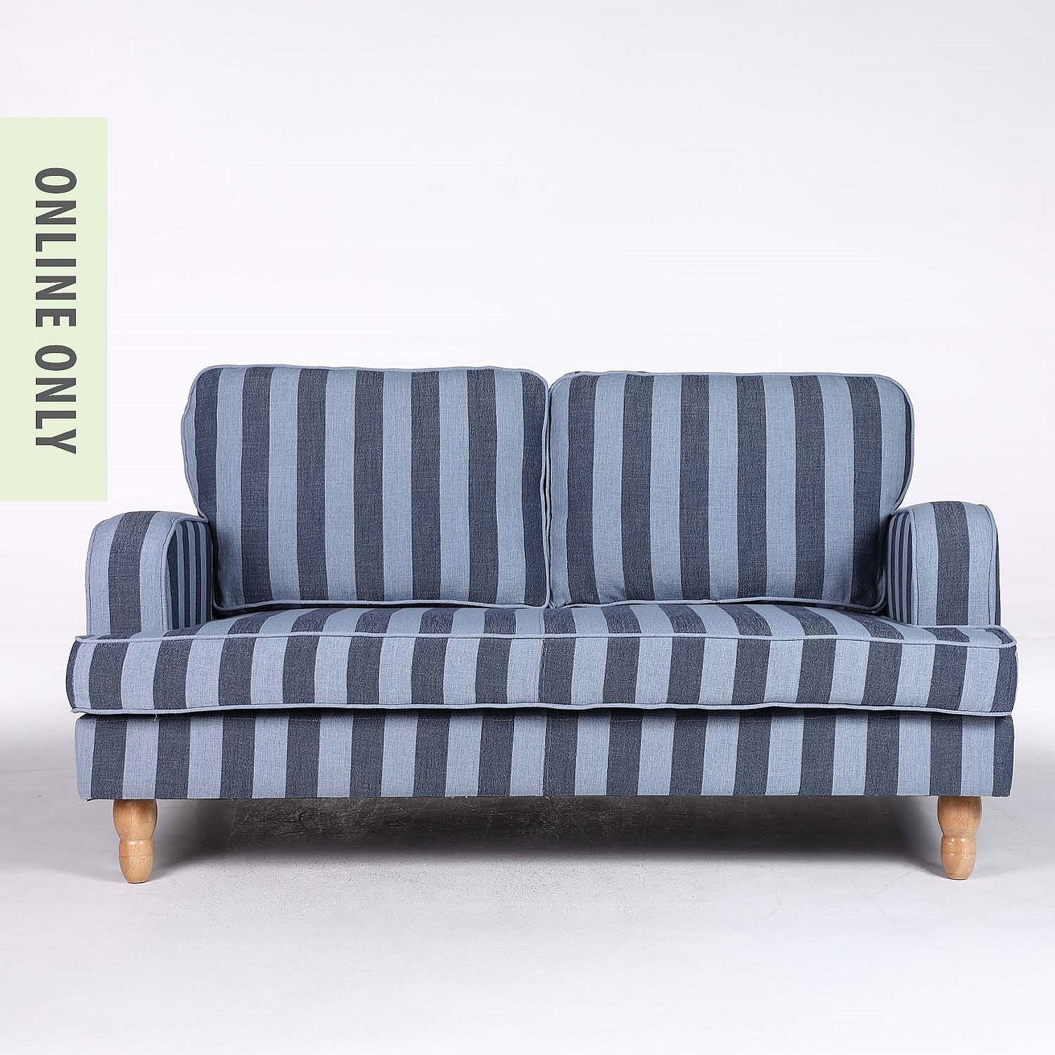 Design Republique Milford Stripe 2 Seater Sofa Blue