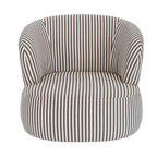 Front view of the Design Republique Eve Swivel Chair in green and cream stripe upholstery.