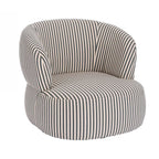 Design Republique Eve Swivel Chair in green and cream stripe upholstery, shown at an angled front view.