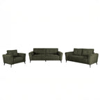 Design Republique Nado seating range in moss, including matching armchair and sofas.