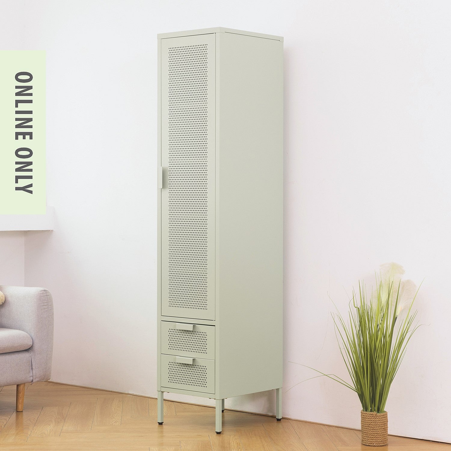 Marlo Romy Single Sage Cabinet with Drawers