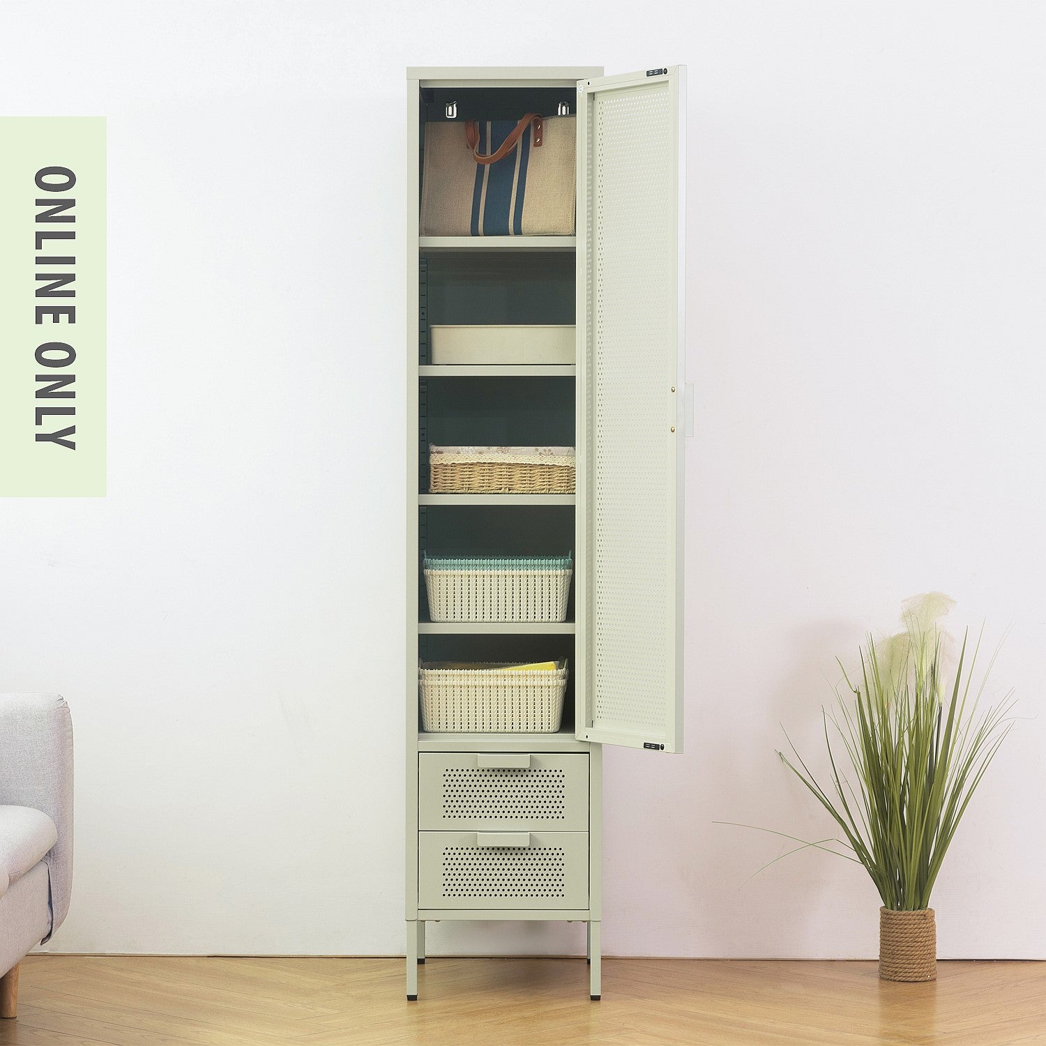 Marlo Romy Single Sage Cabinet with Drawers