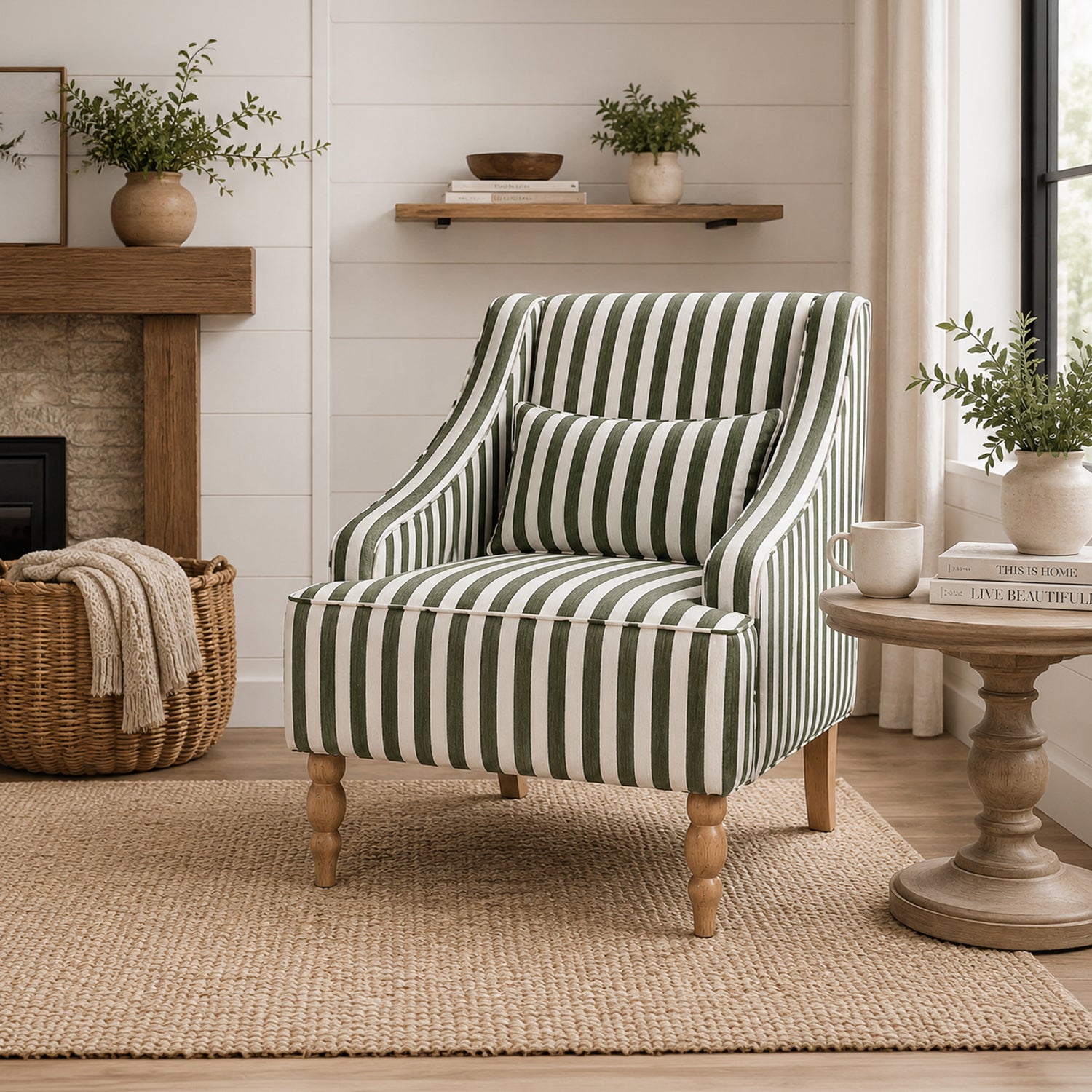 Design Republique Layne Green Stripe Chair