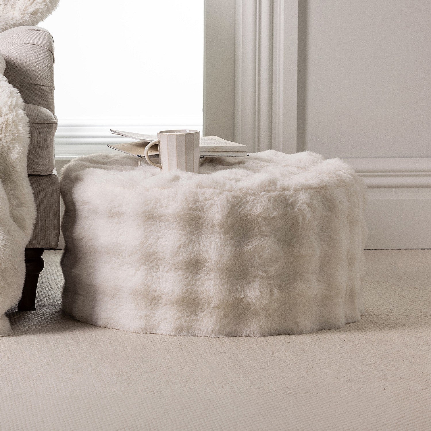 Design Republique Lottie Faux Fur Large Ottoman