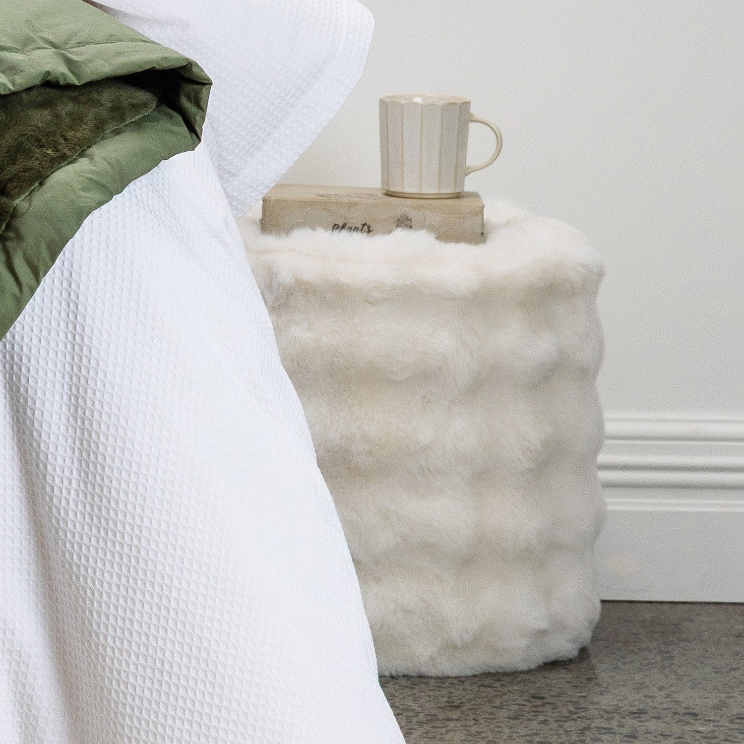 Design Republique Lottie Faux Fur Small Ottoman