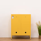 Design Republique Mila Sideboard Butter rear view showing the back panel, wall fixing holes and cable access holes.