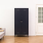 Design Republique Mila Double Locker Navy shown closed in a styled room setting with double doors, handles, locks and vent details.