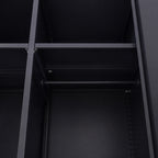 Design Republique Mila Double Locker Navy close-up showing the internal hanging rail, shelf and adjustable shelving holes.