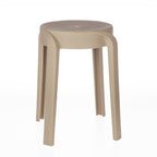 A modern beige stool with a smooth round seat and gently curved legs offers a clean, minimalist design that suits a variety of contemporary spaces.