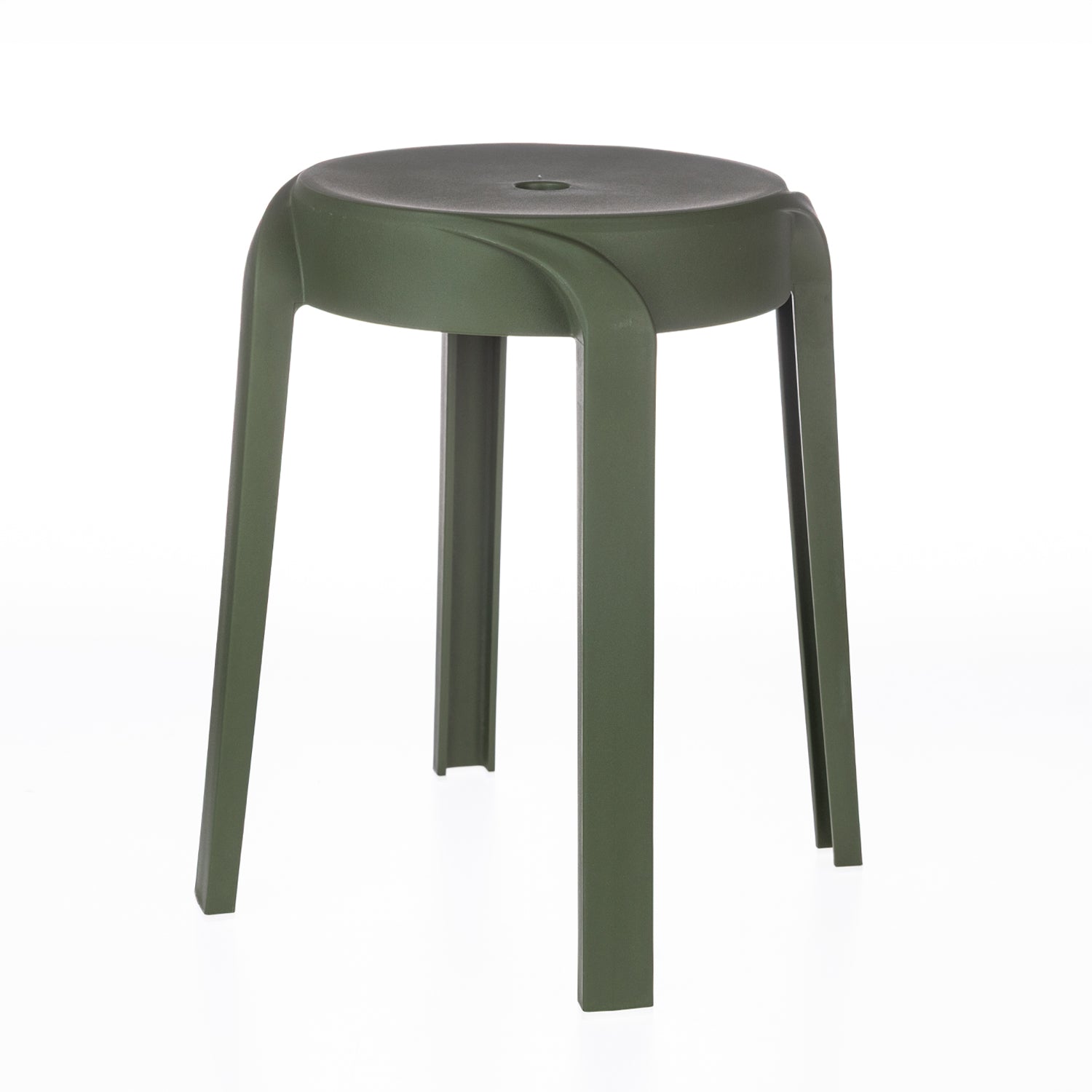 A modern chive stool with a smooth round seat and gently curved legs offers a clean, minimalist design that suits a variety of contemporary spaces.