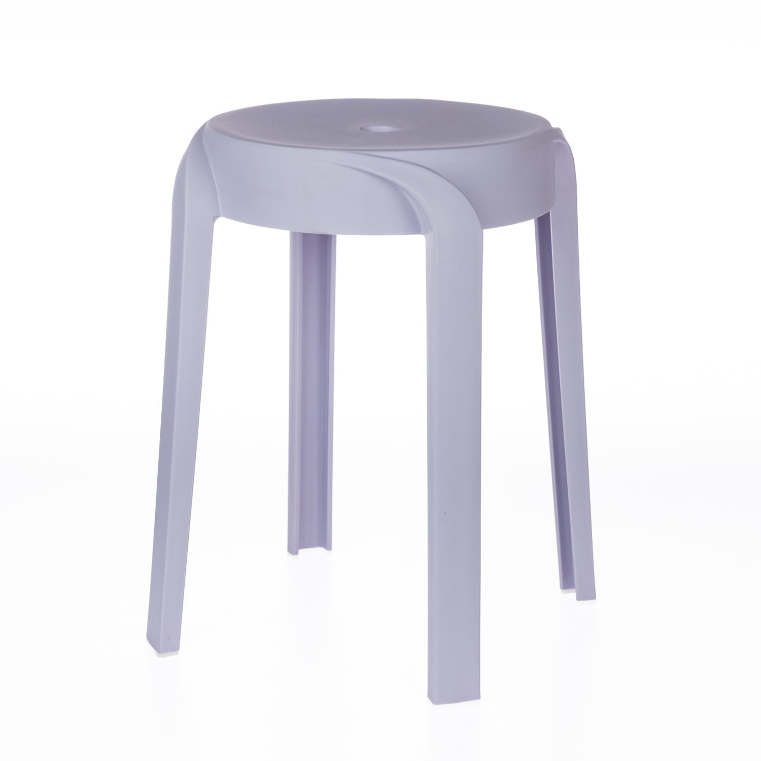 A modern lilac stool with a smooth round seat and gently curved legs offers a clean, minimalist design that suits a variety of contemporary spaces.