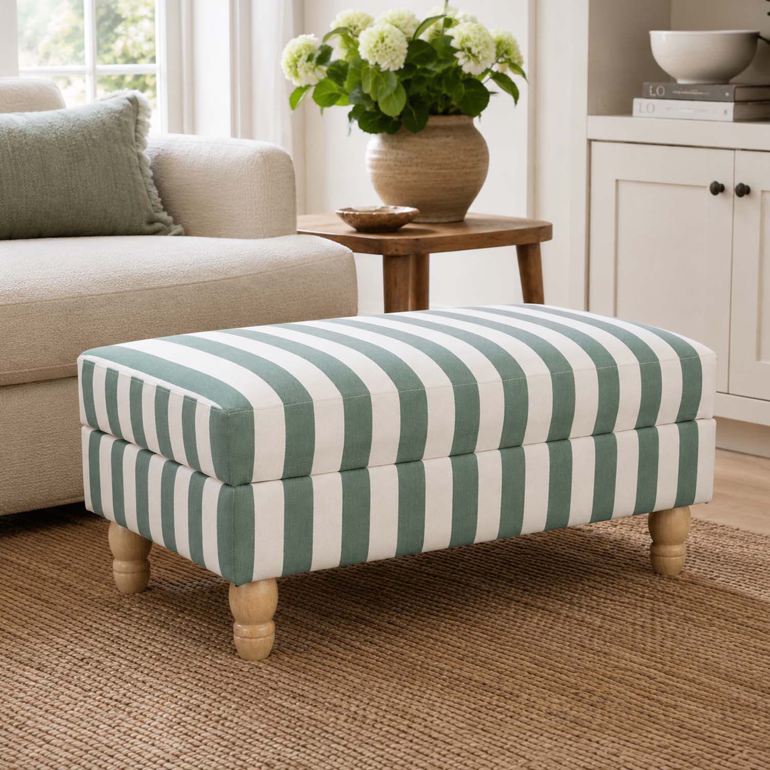 Design Republique Milford Green Stripe Ottoman