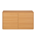 Front view of the Home Co. Olsen 6 Drawer Dresser in Natural, showing six spacious drawers and a warm wood-look finish.