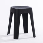 A black stool on a clean white studio background.