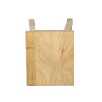 A square wood panel with visible natural grain and two small wooden supports extending upward from the top, shown on a plain white background.