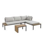 Outsidings Modular Sofa & Table Set of 3 shown in a spacious corner configuration with neutral cushions and a coordinating coffee table.