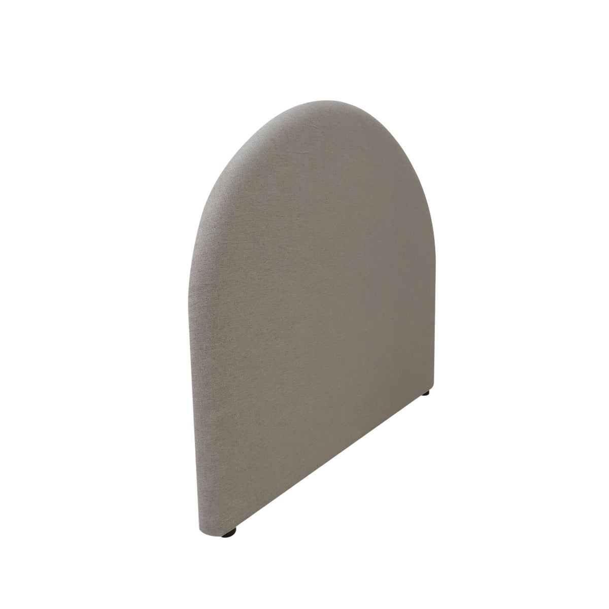 Side angle view of the Green Eve Arch Headboard showcasing its broad rounded silhouette, padded upholstery and streamlined profile.
