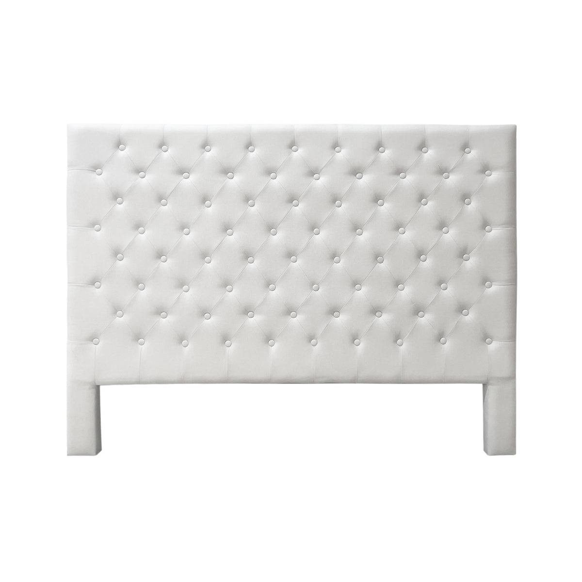 Cream Jade Linen Look Headboard featuring classic diamond button tufting, soft padded upholstery and a timeless rectangular design.