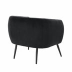 Design Republique Olivia Black Velvet Chair featuring a smooth curved back, black velvet upholstery and slim black metal legs, shown against a white background.