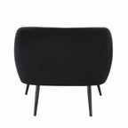 Design Republique Olivia Black Velvet Chair with a fully upholstered curved back and slim black metal legs, shown against a white background.