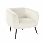 Design Republique Olivia Cream Velvet Chair with soft cream velvet upholstery, a rounded wraparound design and black metal legs, shown against a white background.