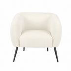 Design Republique Olivia Cream Velvet Chair with a curved wraparound back, plush cream velvet upholstery and slim black metal legs, shown against a white background.