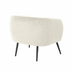Design Republique Olivia Cream Velvet Chair featuring a smooth curved back, cream velvet upholstery and slim black metal legs, shown against a white background.