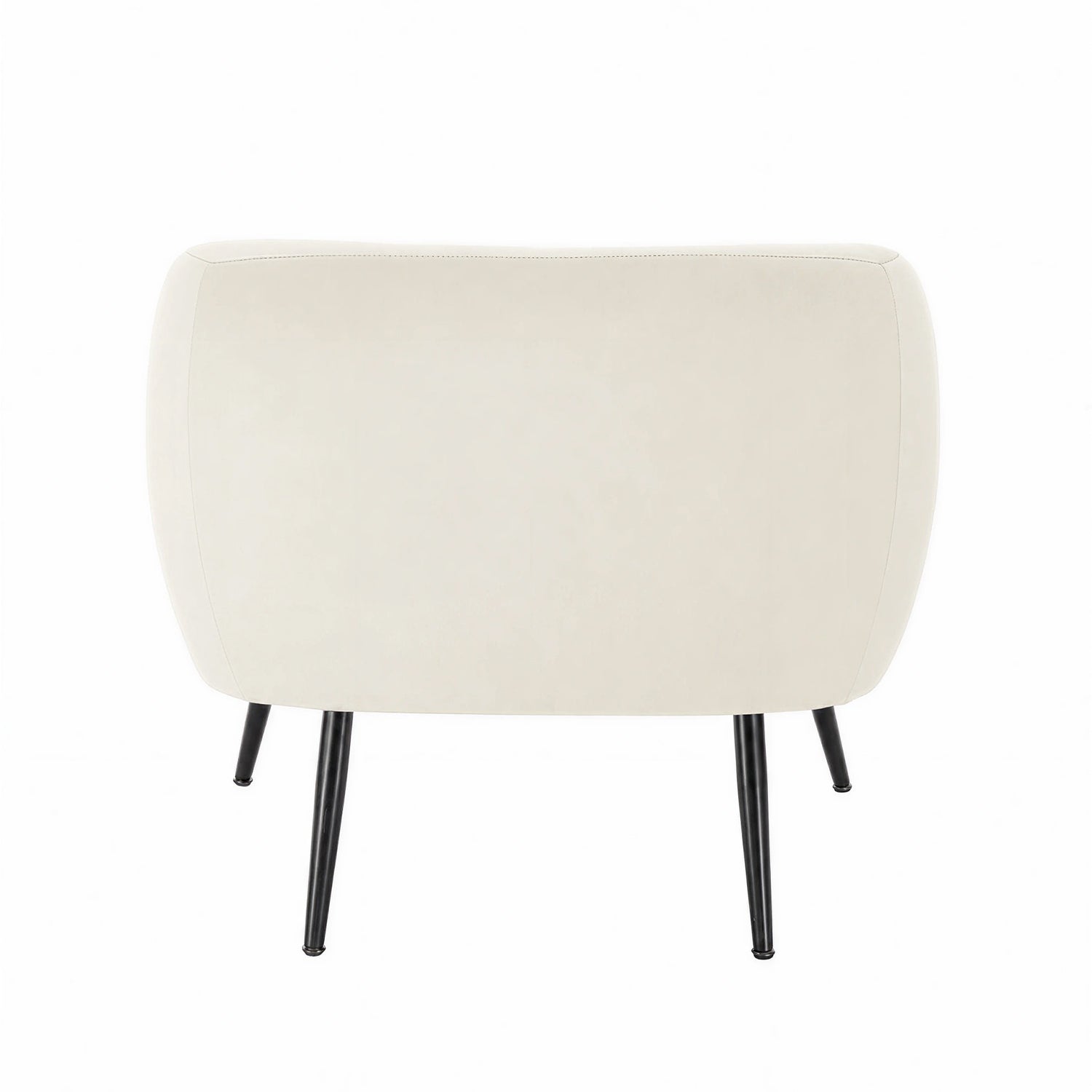Design Republique Olivia Cream Velvet Chair with a fully upholstered curved back and slim black metal legs, shown against a white background.