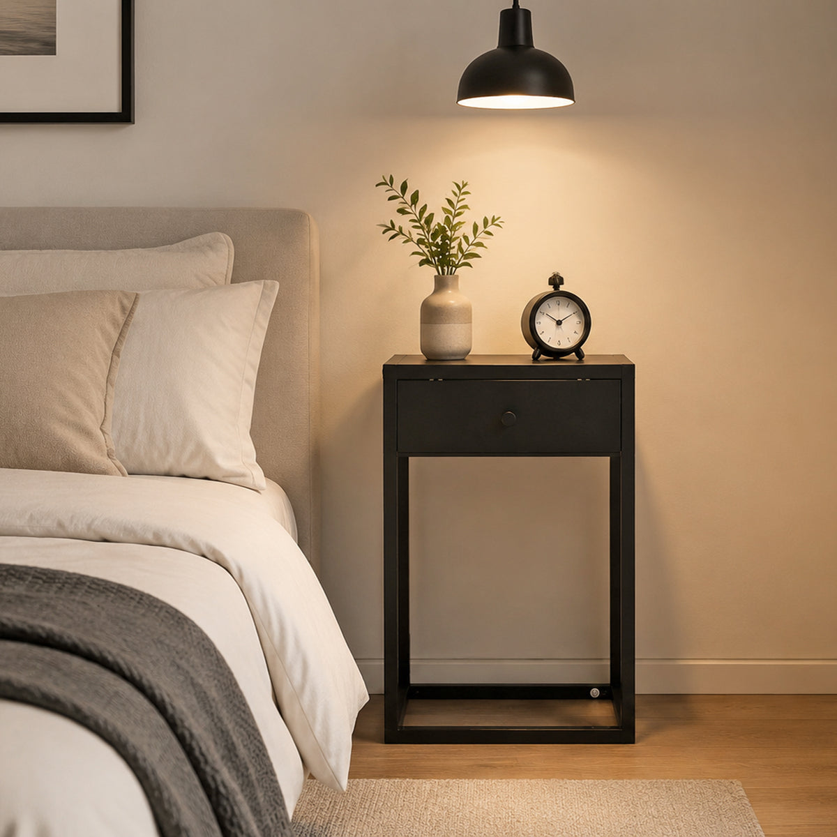 Design Republique Mila Black Bedside Table | BB&B NZ – Bed Bath & Beyond NZ