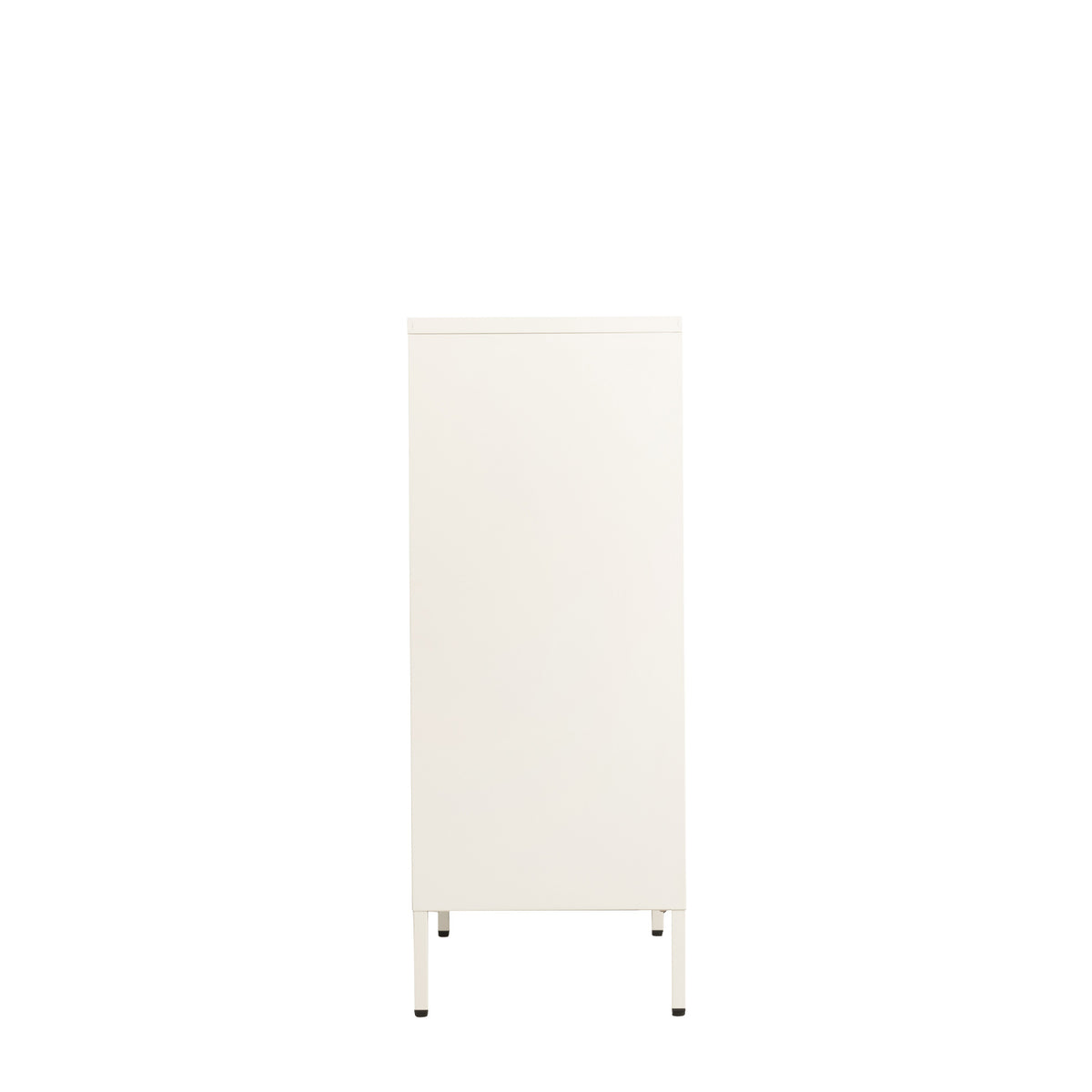 The side of a white metal cabinet shown against a plain white background.