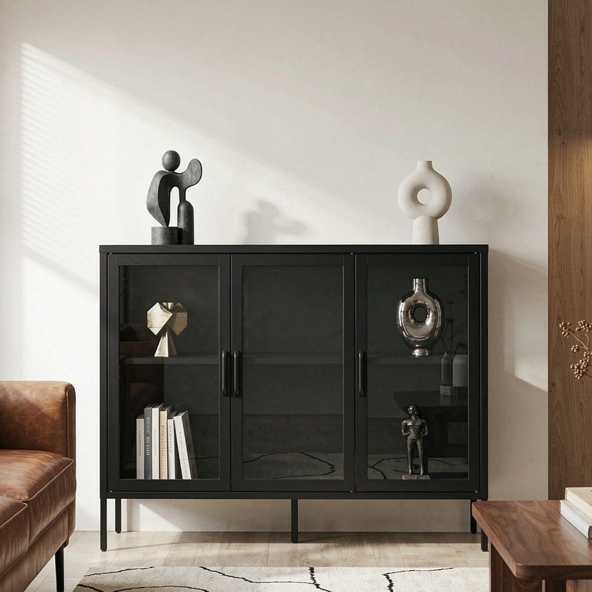 Design Republique Lincoln 3 Door Sideboard Black | BB&B NZ – Bed Bath ...