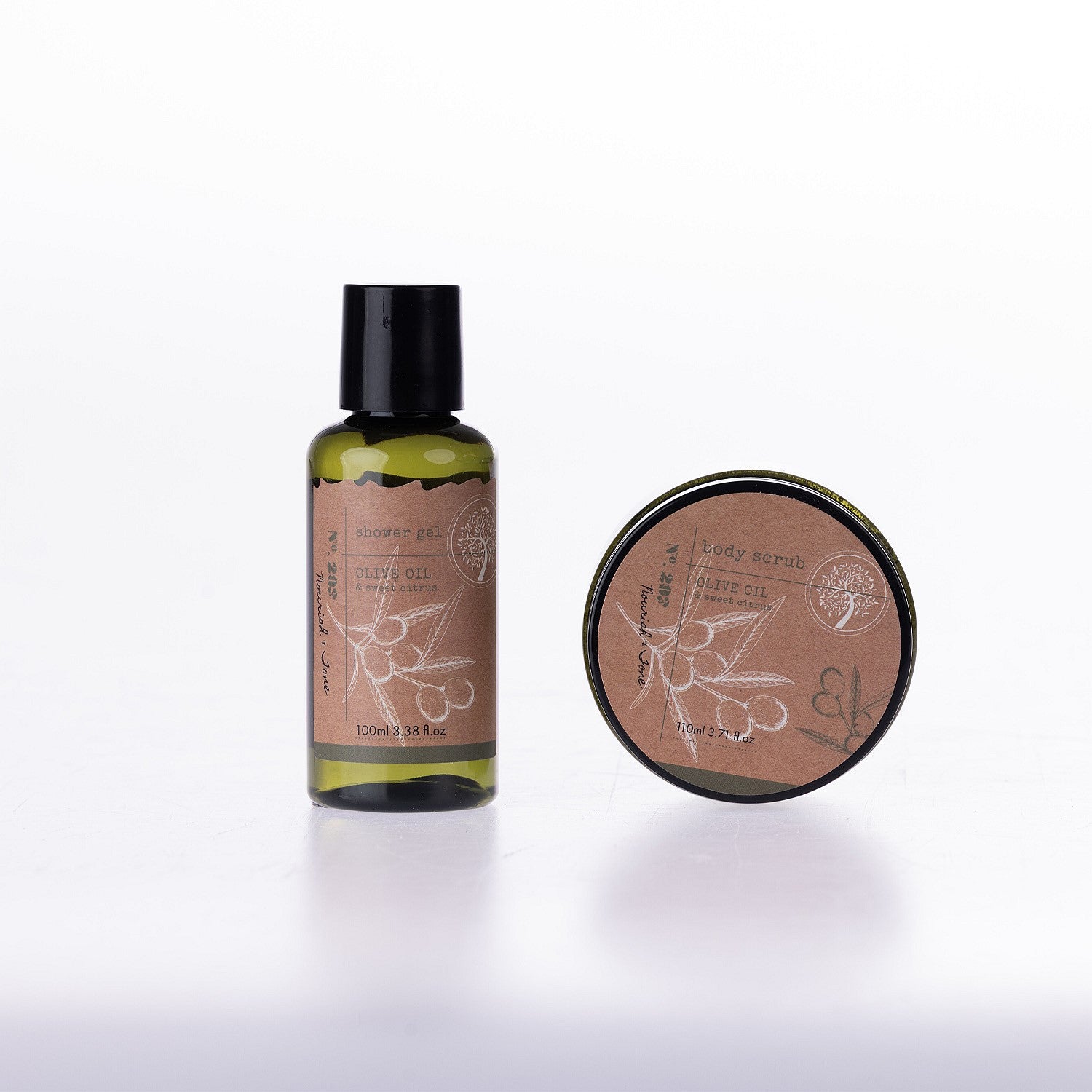 Pure Natures Olive Oil & Sweet Citrus Shower Gel & Scrub Set