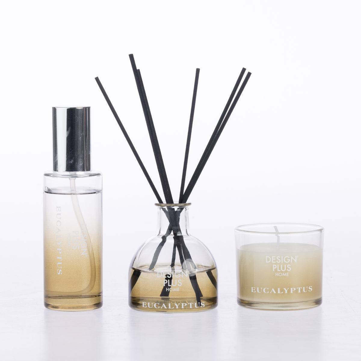 Design Plus Macey Home Fragrance Gift Set in Eucalyptus, presented in a decorative gift box with coordinating fragrance products.