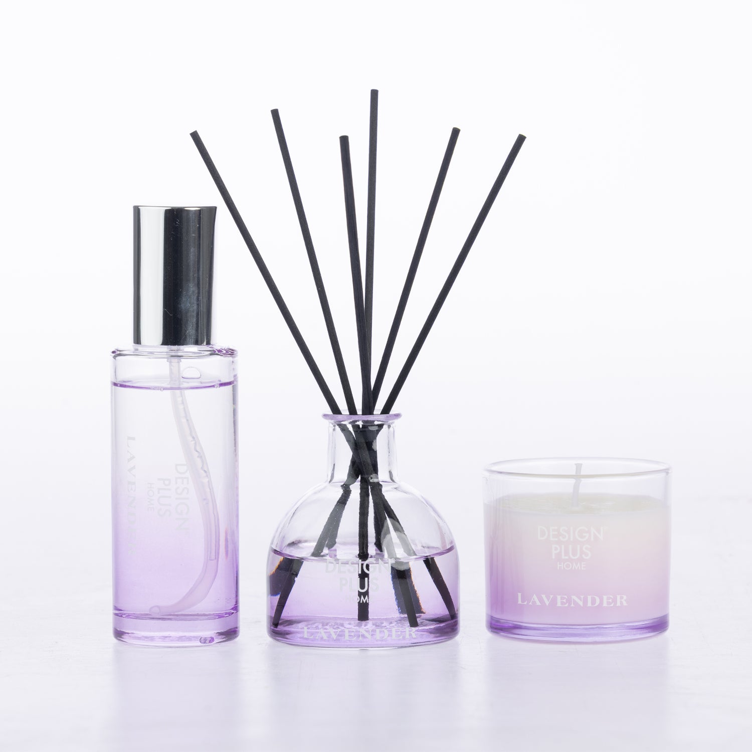 Design Plus Macey Home Fragrance Gift Set in Lavender, presented in a decorative gift box with coordinating fragrance products.