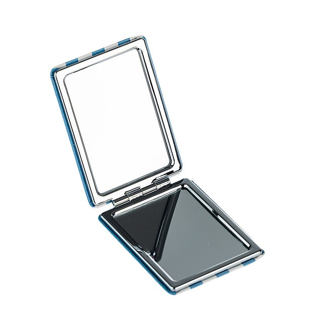 Grace & Gild Compact Rectangle Mirror Blue Stripe