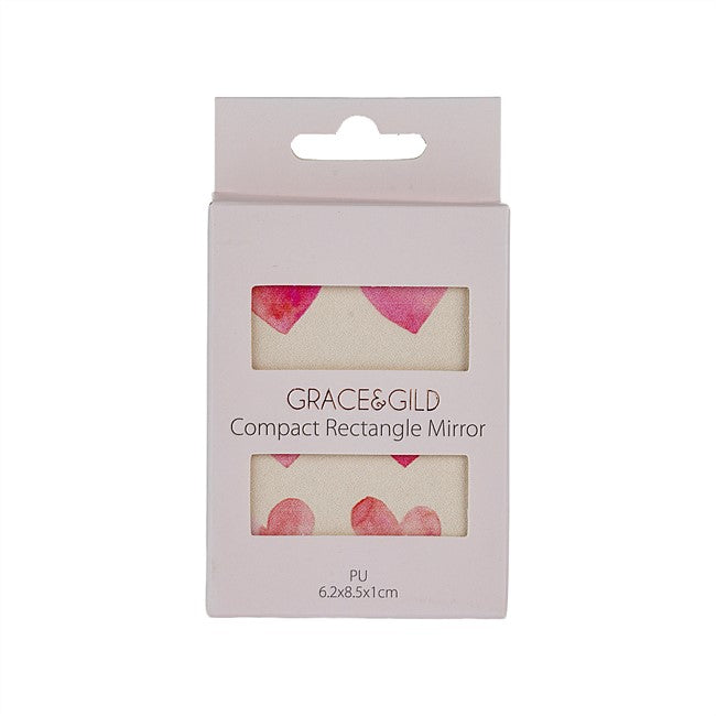 Grace & Gild Compact Rectangle Mirror Hearts