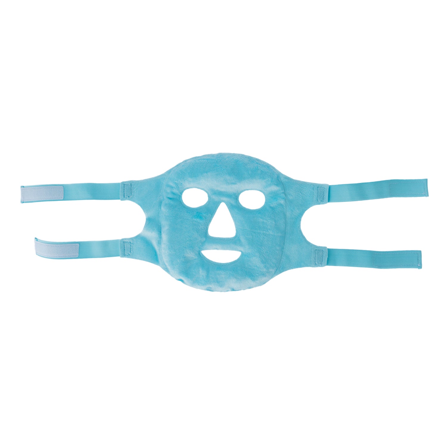 Grace & Gild Cooling Gel Bead Face Mask Sky Blue shown flat with soft plush side facing up and adjustable straps.