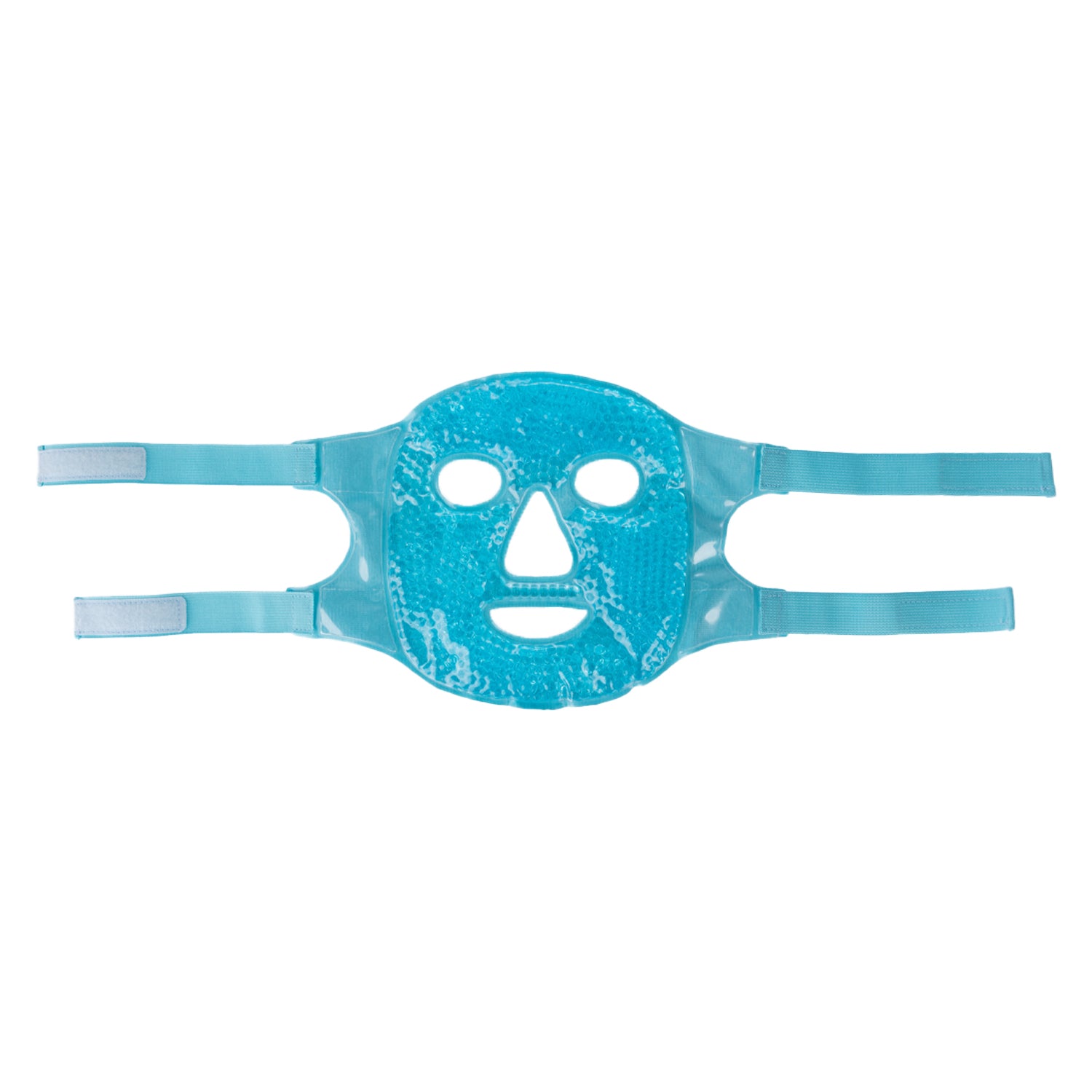 Grace & Gild Cooling Gel Bead Face Mask Sky Blue shown flat with cooling gel bead side facing up and adjustable straps.