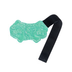 Grace & Gild Cooling Gel Bead Joint Wrap Light Green shown flat with black adjustable strap and gel bead side facing up.
