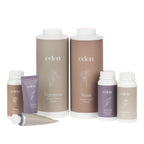 Eden body care range featuring Gardenia and Rose scented talcum powders alongside coordinating Orchid and Gardenia products.