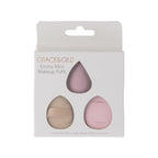 Grace & Gild Emmy Mini Makeup Puffs set in multi colours, displayed in retail packaging with two powder puffs and one beauty blender.