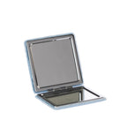 Open Sky Blue compact mirror showing two mirrors with silver-toned frames and a hinged design.