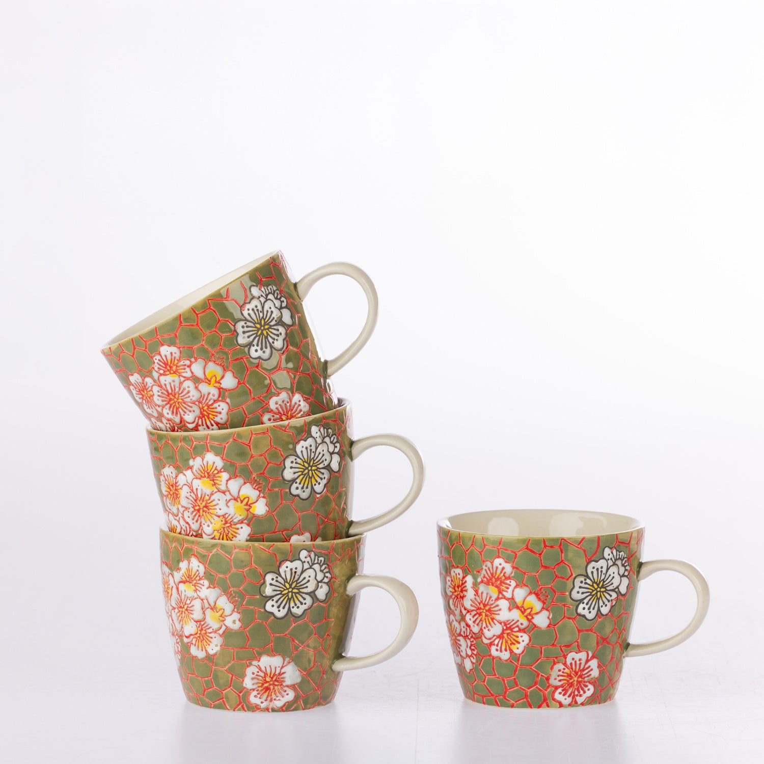 Gracious Living Delilah Mug Set of 4 Sage